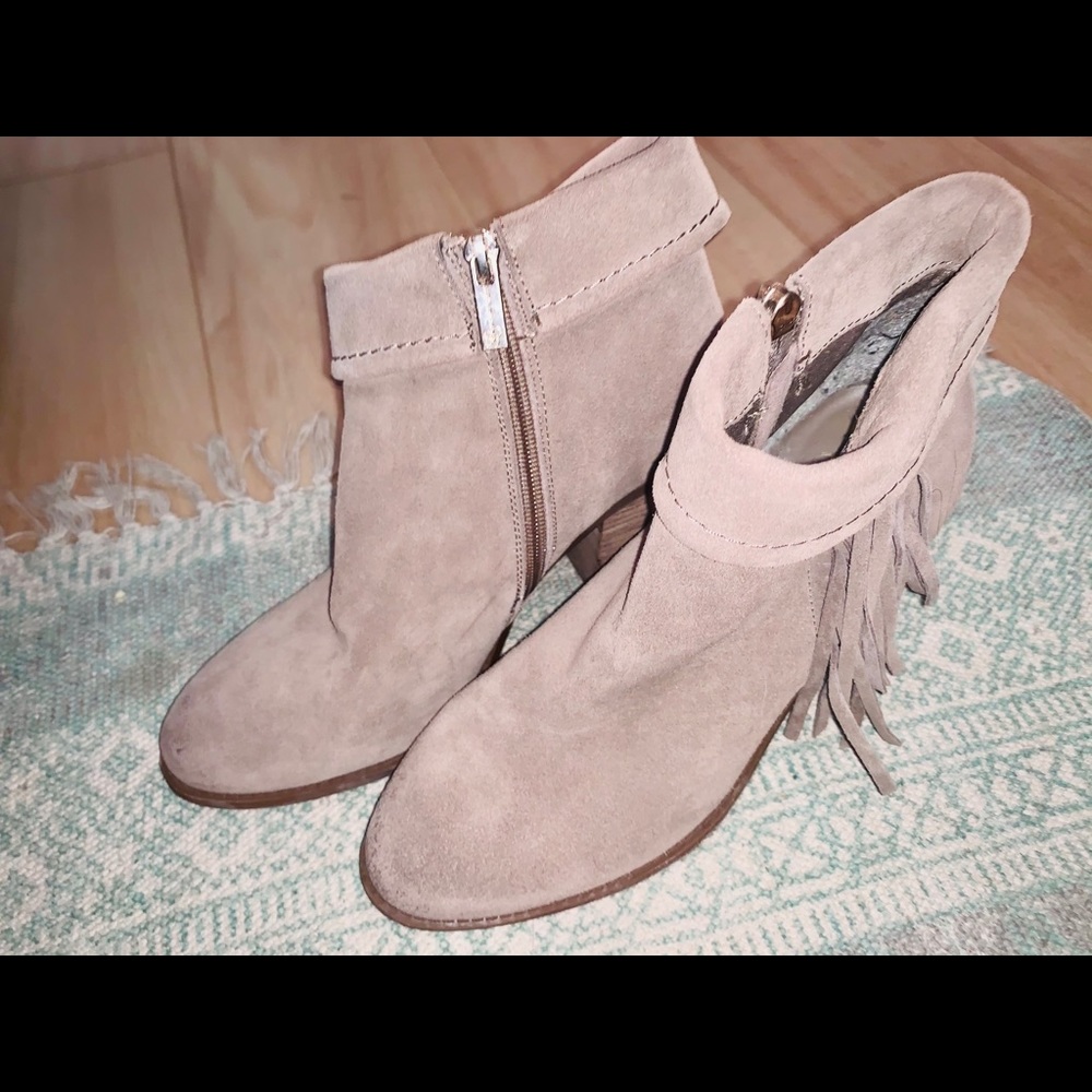 Suede fringe booties